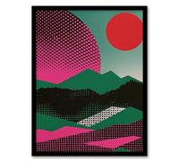 Artery8 Wall Art Print Abstract Polka Dot Pattern Landscape Pop Art Framed Poster in Black | Size: A4 Artery8 Black A4