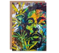 Artery8 Abstract Portrait Man in Weed Hemp Leaves Reggae Greeting Birthday Card Him Her All Blank