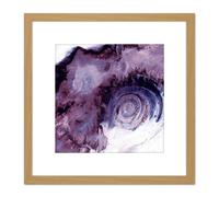 Artery8 Abstract Purple Crystal Circles 8X8 Inch Square Wooden Framed Wall Art Print Picture with Mount in Light Oak Artery8 Light Oak