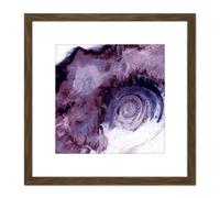 Artery8 Abstract Purple Crystal Circles 8X8 Inch Square Wooden Framed Wall Art Print Picture with Mount in Brown Artery8 Brown