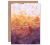 Artery8 Abstract Purple Yellow Gold Watercolour Greetings Card in Orange Artery8 Orange