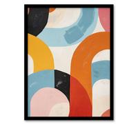 Artery8 Abstract Rainbow Mid Century Modern Oil Painting Framed Art Print | Size: W12" x H16" Artery8 Multicolor W12" x H16"