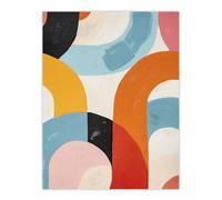 Abstract Rainbow Mid Century Modern Oil Painting Wall Art Print Artery8 Multi W24 inch x H32 inch