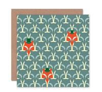 Artery8 Abstract Red Grey Hat Pattern Fox Art Card Artery8 Multicolor