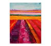 Artery8 Abstract Red Tulip Fields Oil Painting Pink Bold Living Room Extra Large XL Wall Art Poster Print