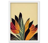 Wee Blue Coo Abstract Retro Art Nouveau Flowers in Bloom Black Gold Artwork Framed Wall Art Print A4