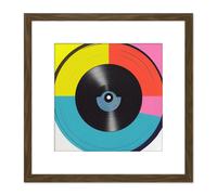 Artery8 Abstract Retro Pop Art Vinyl Record Sixties Colourful Yellow Red Pink Blue Painting Square Wooden Framed Wall Art Print Picture 8X8 Inch Artery8 Brown