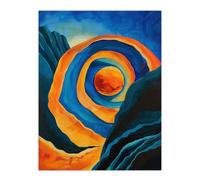 Artery8 Abstract Sci-Fi Painting Planet Tunnel Blue Orange Living Room Extra Large XL Wall Art Poster Print