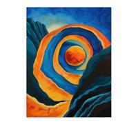 Artery8 Abstract Sci-Fi Painting Planet Tunnel Blue Orange Wall Art Print | Size: W12" x H16" Artery8 Blue W12" x H16"