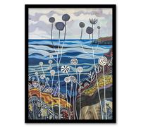 Artery8 Abstract Scottish Coastal Artwork Coral Sealife Framed Art Print in Blue | Size: A4 Artery8 Blue A4