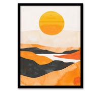Artery8 Abstract Scottish Highland Landscape Boho Sunset Framed Wall Art in Mustard | Size: W12" x H16" Artery8 Mustard W12" x H16"
