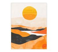 Artery8 Abstract Scottish Highland Landscape Boho Sunset Living Room Extra Large XL Wall Art Poster Print