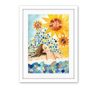 Artery8 Abstract Sea Swimming Folk Art Bathroom Artwork Framed Wall Art Print 18X24 Inch