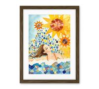 Artery8 Abstract Sea Swimming Folk Art Bathroom Artwork Framed Wall Art Print 18X24 Inch