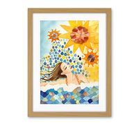 Artery8 Abstract Sea Swimming Folk Art Bathroom Artwork Framed Wall Art Print 18X24 Inch