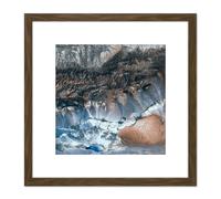 Artery8 Abstract Stone Gem Crystal 8X8 Inch Square Wooden Framed Wall Art Print Picture with Mount in Brown Artery8 Brown