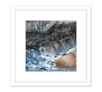 Artery8 Abstract Stone Gem Crystal 8X8 Inch Square Wooden Framed Wall Art Print Picture with Mount in White Artery8 White