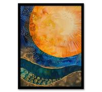 Artery8 Abstract Sunrise Modern Tarot Style Painting Living Room Artwork Framed Wall Art Print A4