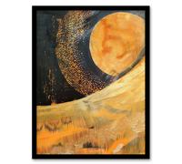 Artery8 Abstract Sunrise Orange on Black Oil Painting Living Room Artwork Framed Wall Art Print A4