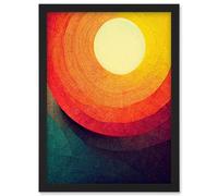 Artery8 Abstract Sunrise Sunset Sunshine Retro Style Yellow Orange Cream Teal Artwork Framed Wall Art Print A4 in Black Artery8 Black