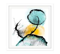 Artery8 Abstract Sunset Horizon Shapes Painting Square Wooden Framed Wall Art Print Picture 16X16 Inch