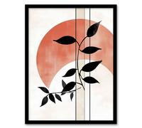 Artery8 Abstract Sunset Moonrise Moon Devils Ivy Leaves Framed Art Print in White | Size: W12" x H16" Artery8 White W12" x H16"