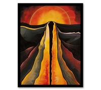 Abstract Sunset Painting Fire Landscape Space Framed Art Print Artery8 Orange A4