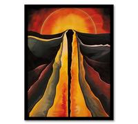 Artery8 Abstract Sunset Painting Fire Landscape Space Framed Art Print in Orange | Size: A4 Artery8 Orange A4