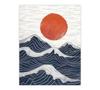 Artery8 Abstract Sunset Seascape Waves Sun Painting Living Room Bathroom Extra Large XL Wall Art Poster Print