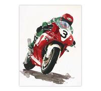 Artery8 Abstract Superbike Motorcycle Race Sport Painting Man Cave Large Wall Art Poster Print Thick Paper 18X24 Inch