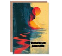 Artery8 Miss You Card Abstract Thailand Coastal Cliff Sunset Note To Say Blank Arty Art All Occasion Greeting Card