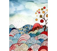 Artery8 Abstract Tree On Sea And Landscape Folk Art Extra Large XL Wall Art Poster Print