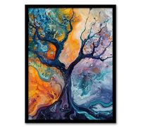 Artery8 Abstract Tree Water Bubble Painting Organic Living Room Artwork Framed Wall Art Print A4