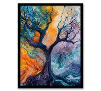Artery8 Abstract Tree Water Bubble Painting Organic Wall Art Print - A4 Size