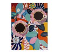 Artery8 Abstract Trippy Coffee Cups Pop Art Pattern Wall Art Print | Size: W18" x H24" Artery8 Multicolor W18" x H24"