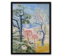 Artery8 Abstract Trippy Pastel Trees Landscape Boho Living Room Artwork Framed Wall Art Print A4