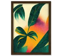 Artery8 Abstract Tropical Leaves Halftone Pop Art Botanical Illustration Artwork Framed Wall Art Print A4 in Brown Artery8 Brown