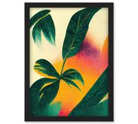 Artery8 Abstract Tropical Leaves Halftone Pop Art Botanical Illustration Artwork Framed Wall Art Print A4 in Black Artery8 Black