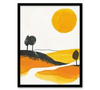 Artery8 Abstract Tuscany Field Yellow Orange Italy Summer Living Room Artwork Framed Wall Art Print A4