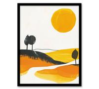 Artery8 Abstract Tuscany Field Yellow Orange Italy Summer Wall Art Print - A4 Size