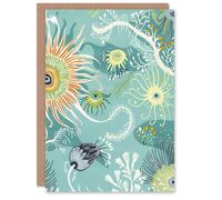 Artery8 Greeting Card Abstract Under the Sea Drawing Sealife Ocean Blank For Him Or Her Art Birthday Card