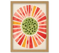 Artery8 Abstract Watermelon Kitchen Artwork Bright Colourful Pastel Pigments Artwork Framed Wall Art Print A4