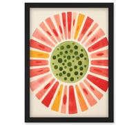 Artery8 Abstract Watermelon Kitchen Artwork Bright Colourful Pastel Pigments Artwork Framed Wall Art Print A4