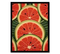 Artery8 Abstract Watermelon Slices Graphic Painting Green Red Bold Stylish Kitchen Artwork Framed Wall Art Print A4