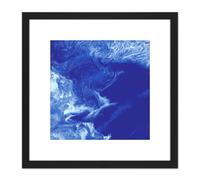 Artery8 Abstract Waves Smoke Ocean 8X8 Inch Square Wooden Framed Wall Art Print Picture with Mount in Black Artery8 Black