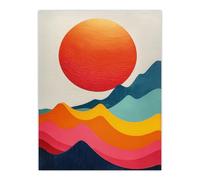 Artery8 Abstract Waves Sunset Sun Vibrant Oil Painting Living Room Bathroom Extra Large XL Wall Art Poster Print