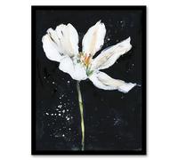 Artery8 Abstract White Lily Flower Black Floral Painting Living Room Artwork Framed Wall Art Print 18X24 Inch