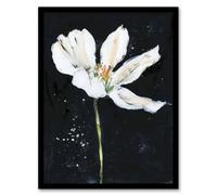 Artery8 Abstract White Lily Flower Black Floral Painting Living Room Artwork Framed Wall Art Print A4