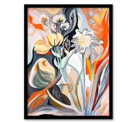 Artery8 Abstract Wildflowers Bright Floral Folk Art Framed Art Print | Size: A4 Artery8 Multicolor A4