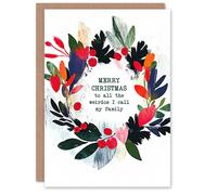 Artery8 Abstract Wreath To Weirdos I Call My Family Funny Christmas Card Artery8 Multicolor